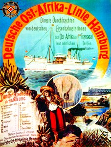 Poster ter promotie van de Duitse Oost-Afrika Lijn, Hamburg, 1895