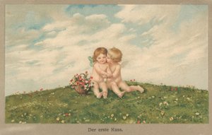 Putti die kussen door German School