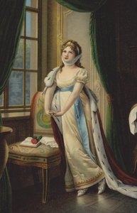 Koningin Louise van Pruisen op haar vlucht naar Memel (kleurenlitho) door German School
