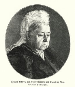 Koningin Victoria op hoge leeftijd (gravure) door German School