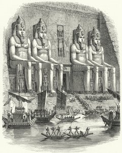 Religieus festival in het oude Egypte (gravure) door German School