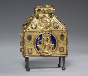Reliekhouder in de vorm van een beurs, ca. 1320 door German School