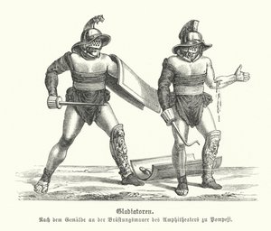 Romeinse gladiatoren (gravure)