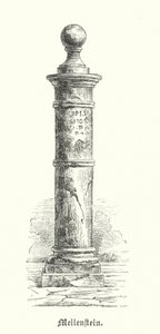 Romeinse mijlpaal (gravure) door German School