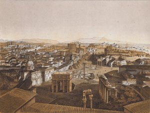 Rome vanaf het Capitool (kleurenlitho) door German School
