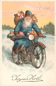 Kerstman op een motor