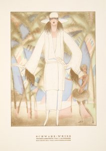 Schwarz-Weiss, outfit van V. Manheimer, uit Styl, pub.1922 (pochoirprint) door German School
