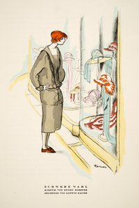 Schwere Wahl, outift door Eugen Mossner, uit Styl, pub.1922 (pochoirdruk) door German School