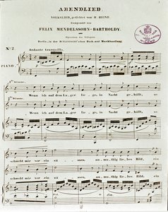 Partituurpagina van Abendlied door Felix Mendelssohn