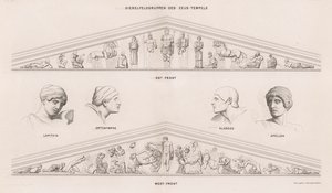 Beelden van de frontons van de Tempel van Zeus, Olympia, Griekenland door German School