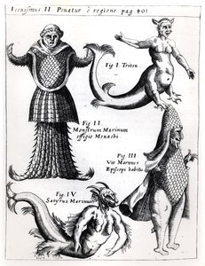 Zeemonstren, illustratie uit Physica Curiosa door Gaspar Schott S.J. (1608-66), gepubliceerd Würzburg 1662 door German School