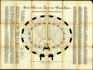 Zitplan van de Nationale Vergadering van de St. Pauls Kerk, 1848 door German School