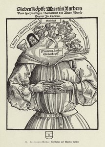 Zeven hoofden van Maarten Luther (litho) door German School