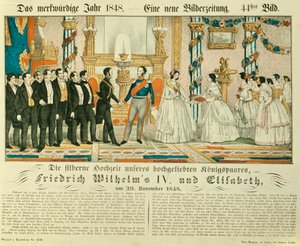 Zilveren huwelijksjubileum van Frederik Willem IV van Pruisen en zijn vrouw Elizabeth Ludovika van Beieren, 1848 door German School