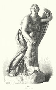 Standbeeld van Niobe die een van haar kinderen beschermt tegen Artemis en Apollo