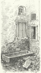 Stenen kist met een skelet, vermoedelijk van de Middelhoogduitse lyrische dichter Walther von der Vogelweide, Würzburg (gravure) door German School