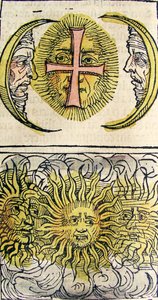 Zonnehonden en Maanshonden, gepubliceerd in de Neurenberg Kroniek, 1493 door German School