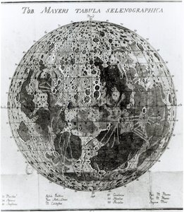 Oppervlakte van de maan, illustratie uit Selenotopographische Fragmente door Johann Hieronymus Schroeter, gepubliceerd in 1791 door German School
