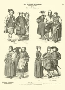 Zwitserse kostuums, eind 18e eeuw (gravure)