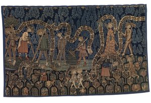 Tapijt dat de maand juli illustreert, ca. 1400-25 (wol en linnen)