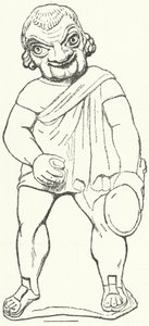 Terracotta beeldje van een Romeinse acteur als parasiet uit een komisch toneelstuk van de toneelschrijver Plautus door German School