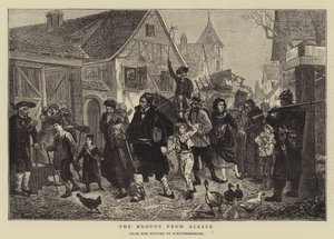 De Exodus uit de Elzas (gravure) door German School