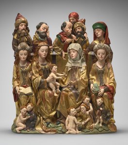 De Heilige Verwantschap, ca. 1480-1490 (gepolychromeerd hout) door German School