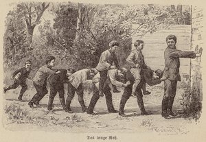 Het lange paardenspel (gravure)