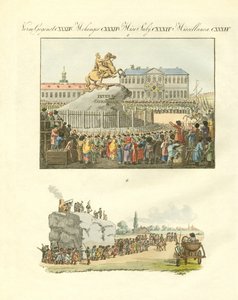 Het standbeeld van Peter de Grote te paard in Sint-Petersburg door German School