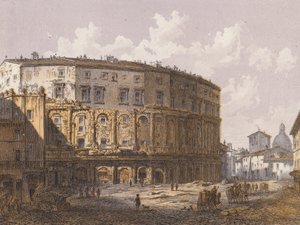 Theater van Marcellus, Rome (kleurenlitho)