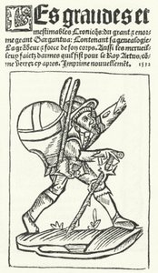 Titelpagina van de bekendste editie van Gargantua, een roman van Francois Rabelais