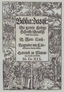 Titelpagina van een editie van Martin Luthers Bijbel uit 1541 door German School