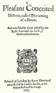 Titelpagina van de eerste editie van de Shakespeare-komedie De Getemde Feeks