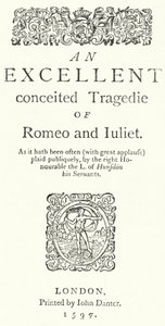 Titelpagina van de eerste quarto editie van Shakespeare