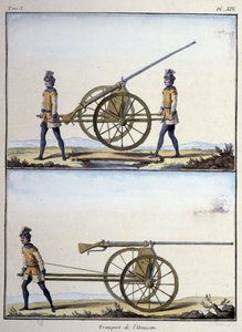 Transport van de amuse (soort machinegeweer) - in "Mijn Dromen" door de Graaf van Saksen