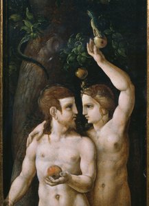 Drieluik van de Schepping, Adam en Eva, linker paneel (detail)