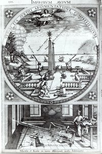 Verschillende methoden om zonnevlekken te observeren, illustratie uit Rosa Orsina door Christoph Scheiner, gepubliceerd in 1630 door German School