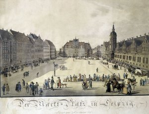 Uitzicht op de binnenplaats van Auerbach in Leipzig (gravure, eind 18e eeuw) door German School
