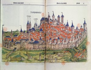 Uitzicht op de stad Neurenberg, uit de Neurenberg Kroniek door Hartmann Schedel, 1493 door German School