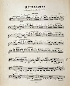 Vioolpartituurpagina van Hongaarse Kroningsmis door Franz Liszt door German School