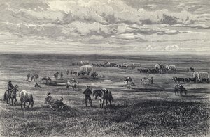 Wagentrein op de prairies van South Dakota, VS
