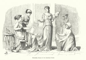 Vrouwen die huishoudelijk werk doen in Oud-Griekenland