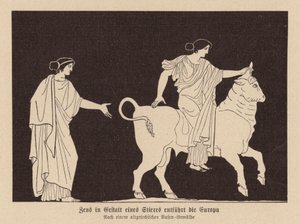 Zeus, in de vorm van een stier, ontvoert Europa (litho)