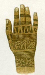 Voorbeeld van Dayak handtattoo ontwerpen, Borneo, 1894