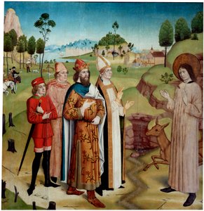 Sint-Gillis en koning Wamba op de koninklijke jacht door German master.