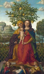 De Maagd en het Kind met Sint-Anna door Gerolamo dai Libri