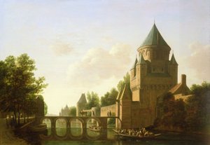 Avondzicht op de Kleine Houtpoort in Haarlem