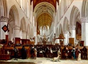 Interieur van een kerk. Schilderij door Gerrit Berckheyde (1638-1698), Nederlandse schilder. Londen, National Gallery