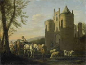 De hoofdpoort van kasteel Egmond door Gerrit Berckheyde