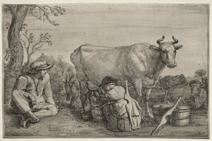Het melkmeisje door Gerrit Claesz. Bleker